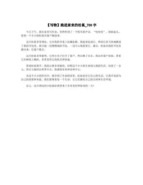 【写物】跑进家来的松鼠_700字