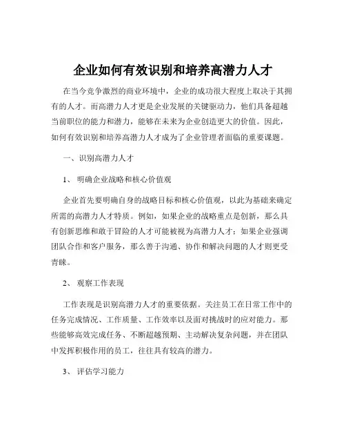企业如何有效识别和培养高潜力人才