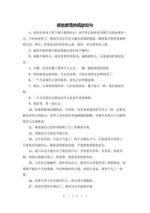 感悟爱情的精辟短句