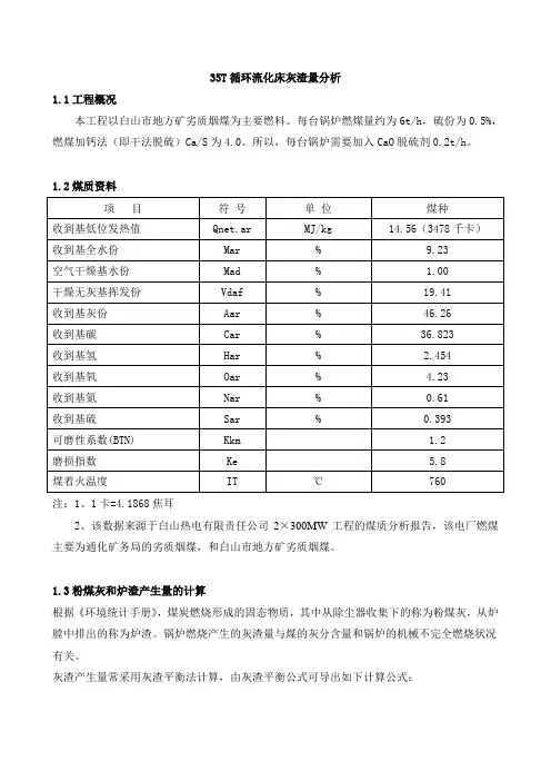35T循环流化床灰渣量分析
