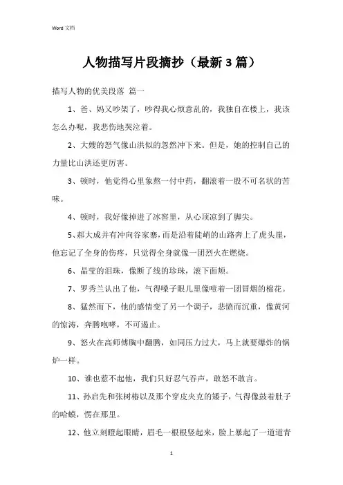 人物描写片段摘抄(3篇)