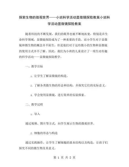 探索生物的微观世界——小班科学活动显微镜探险教案