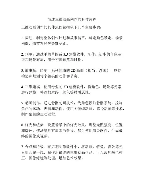 简述三维动画创作的具体流程
