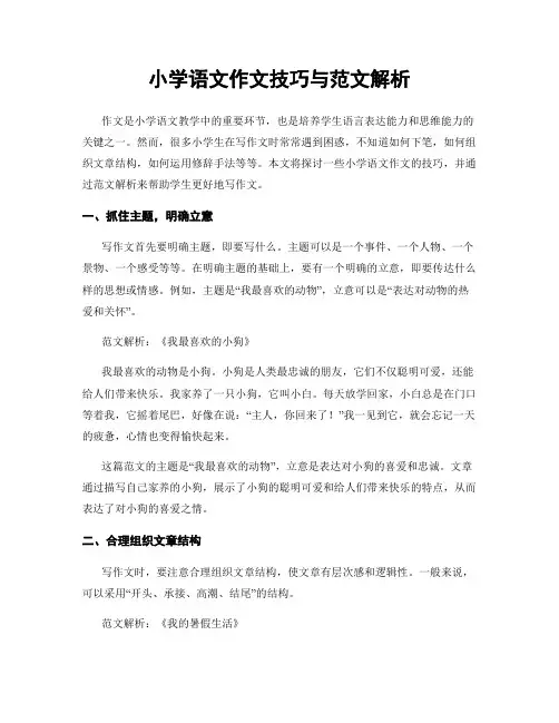 小学语文作文技巧与范文解析