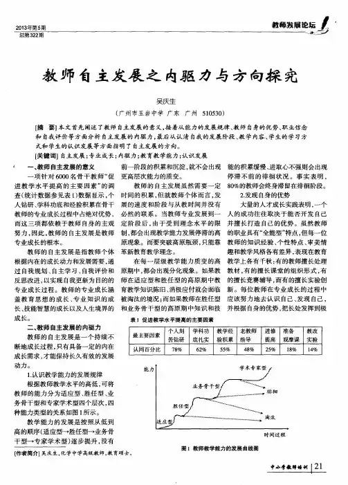 教师自主发展之内驱力与方向探究