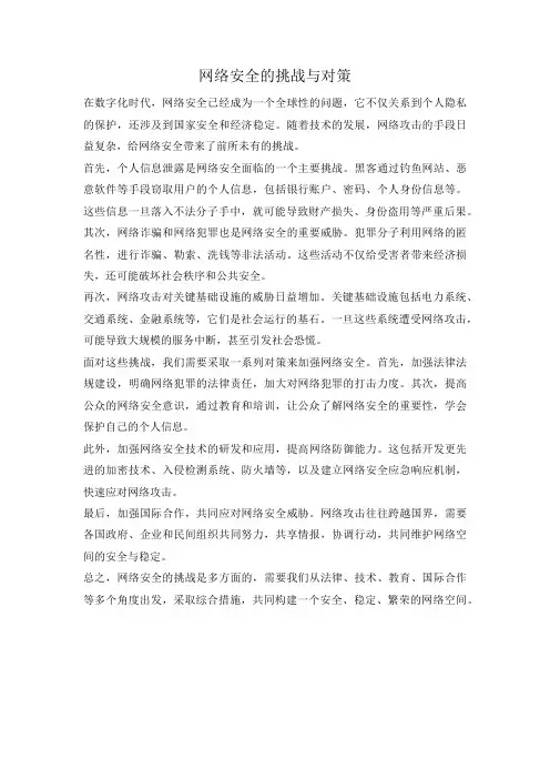 网络安全的挑战与对策