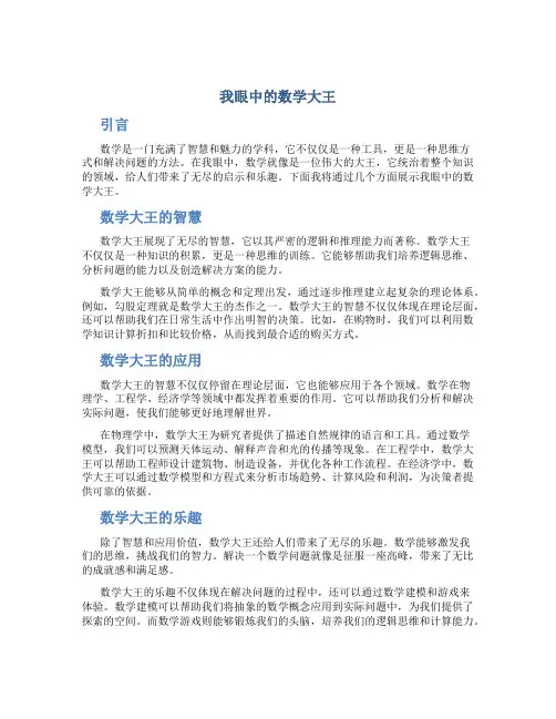 我眼中的数学大王作文