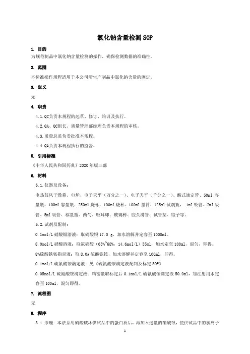 氯化钠含量测定检测SOP