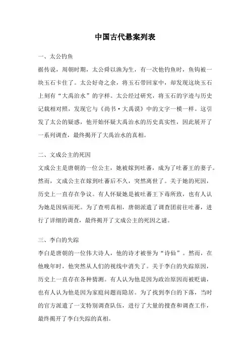 中国古代悬案列表