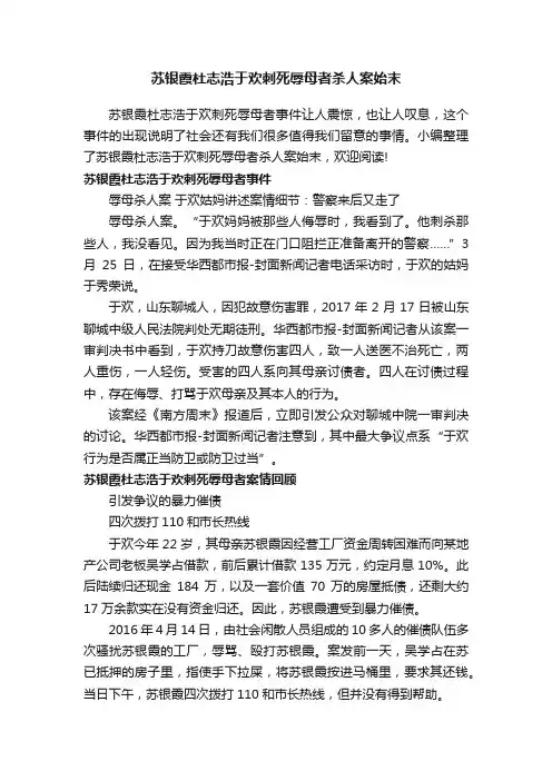 苏银霞杜志浩于欢刺死辱母者杀人案始末