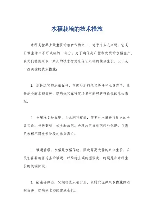水稻栽培的技术措施
