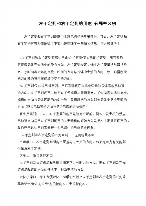 左手定则和右手定则的用途 有哪些区别