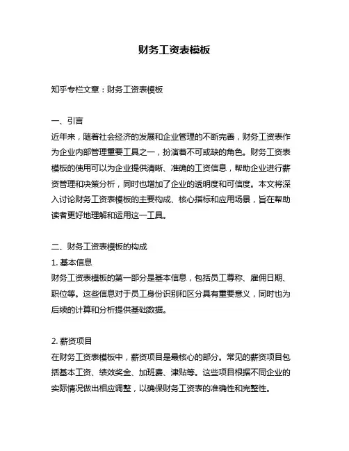 财务工资表模板
