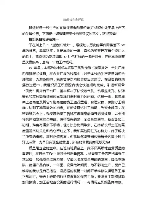 班组长自我评议