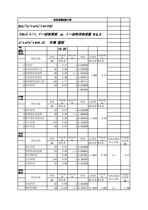 传热系数计算