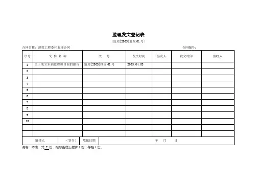 监理发文登记表