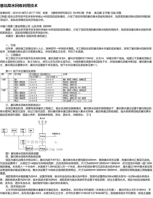 基坑降水回收利用技术