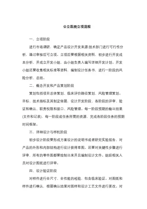 公立医院立项流程