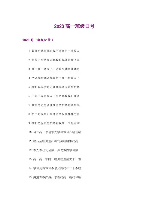 2023高一班级口号_1
