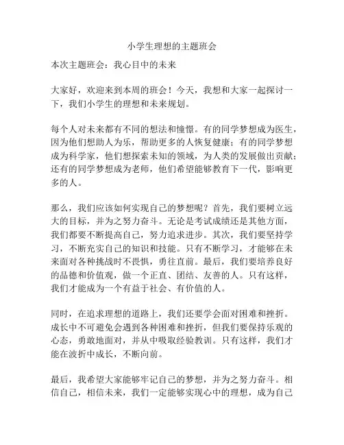 小学生理想的主题班会