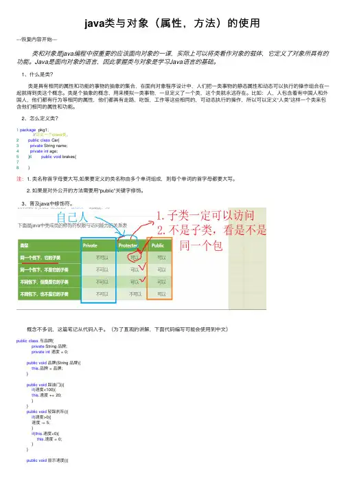 java类与对象（属性，方法）的使用