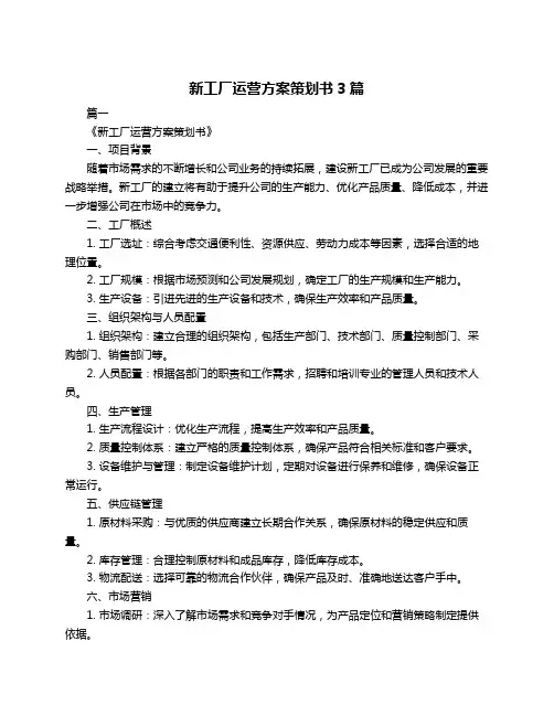 新工厂运营方案策划书3篇