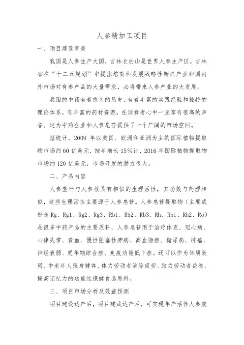 人参精加工项目项目