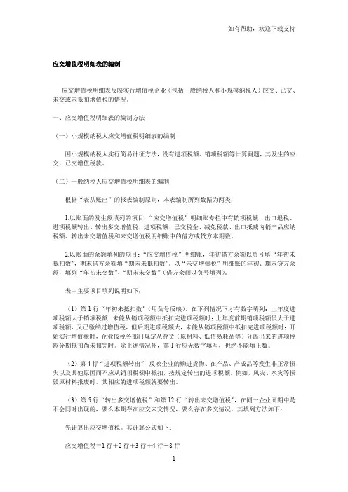 应交增值税明细表填写方法