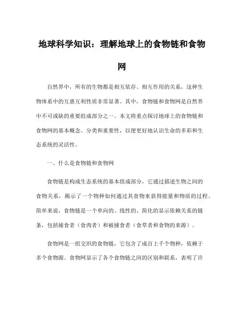 地球科学知识：理解地球上的食物链和食物网