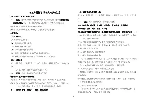 初三专题复习 议论文知识点汇总