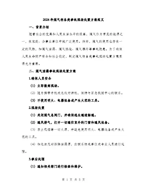 2024年煤气柜各类事故现场处置方案范文（2篇）