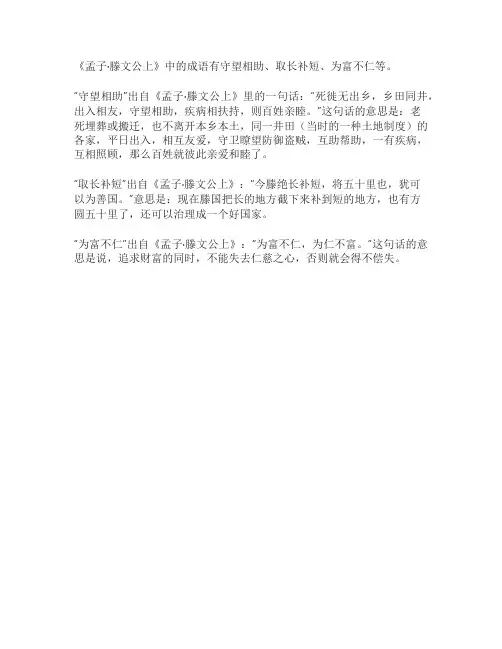 孟子·滕文公上的成语