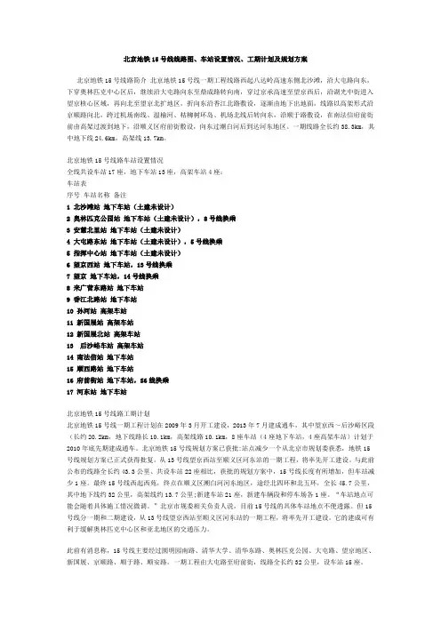 北京地铁15号线线路图