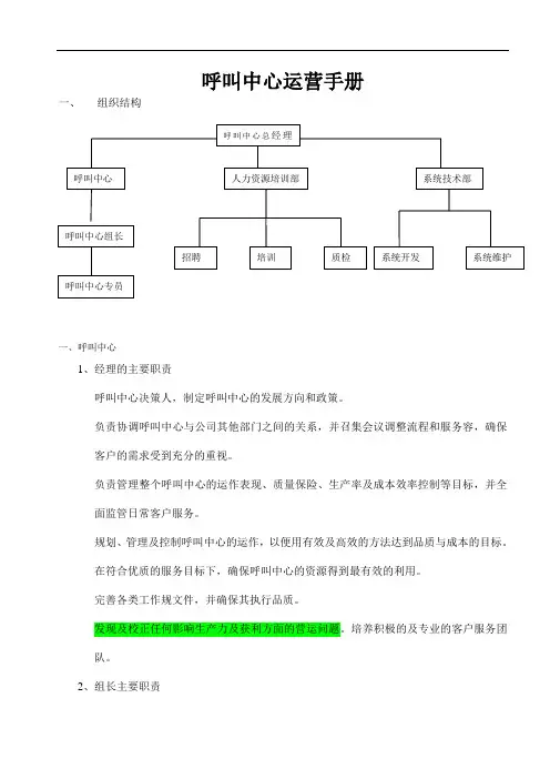 呼叫中心运营手册簿