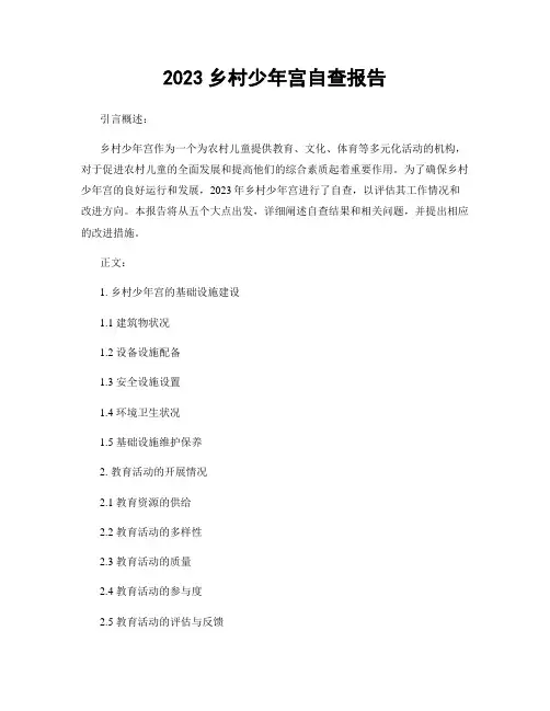 2023乡村少年宫自查报告