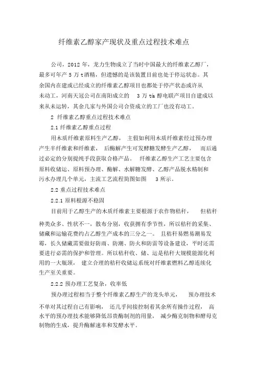 纤维素乙醇产业现状及关键过程技术难点