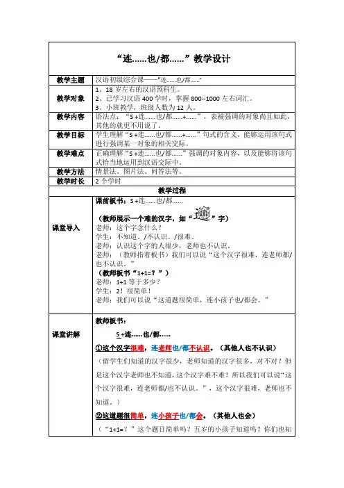 对外汉语教案语法点—“连......也、都”