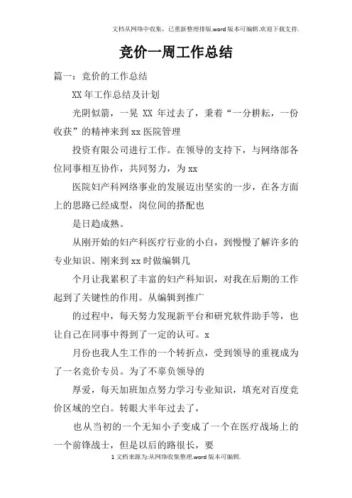 竞价一周工作总结doc