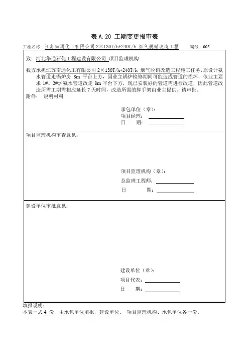 延长工期申请表