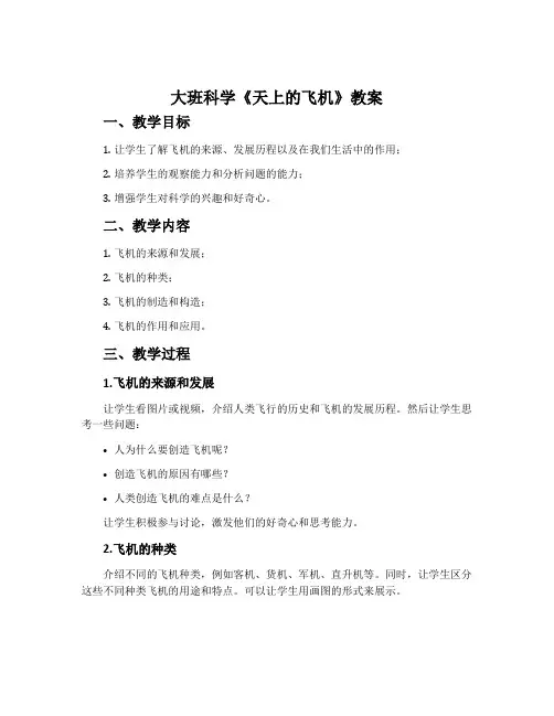 大班科学《天上的飞机》教案