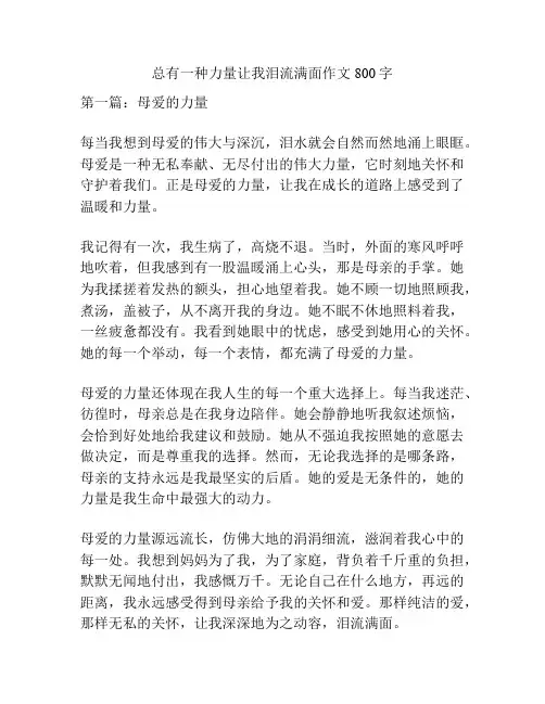总有一种力量让我泪流满面作文800字