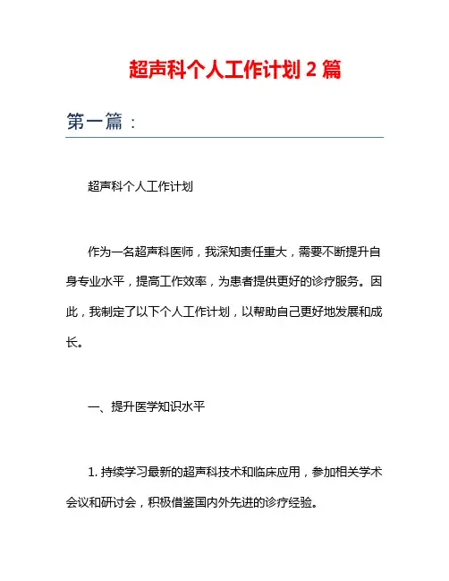 超声科个人工作计划2篇