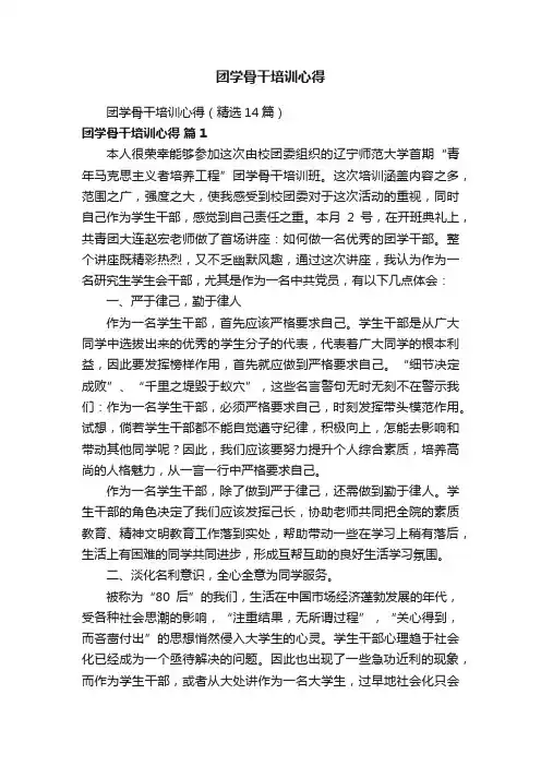 团学骨干培训心得