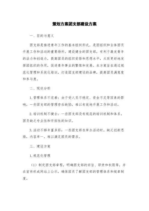 策划方案团支部建设方案