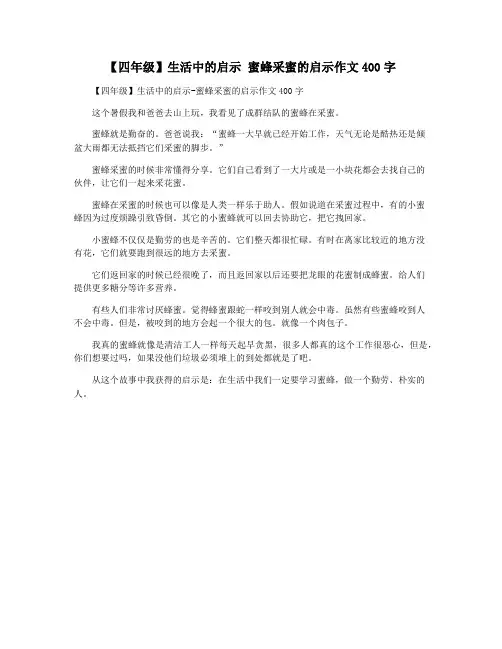 【四年级】生活中的启示 蜜蜂采蜜的启示作文400字