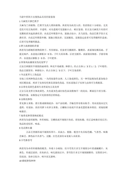 当前中药饮片出现伪品及其经验鉴别