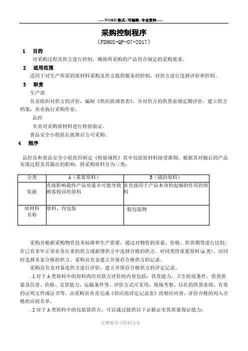 采购控制程序
