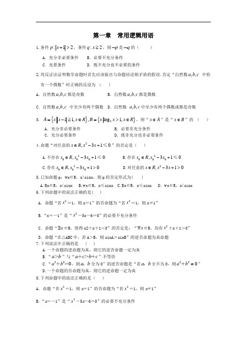 高中数学选修2-1经典练习100例