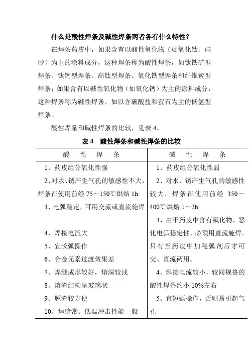 什么是酸性焊条及碱性焊条两者各有什么特性