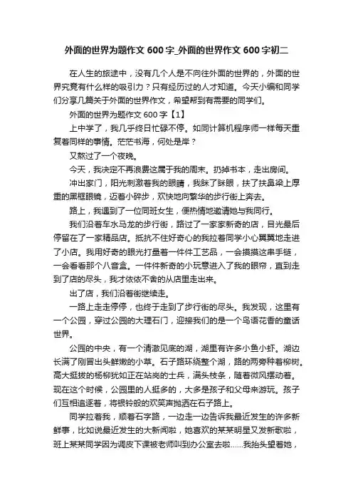 外面的世界为题作文600字_外面的世界作文600字初二
